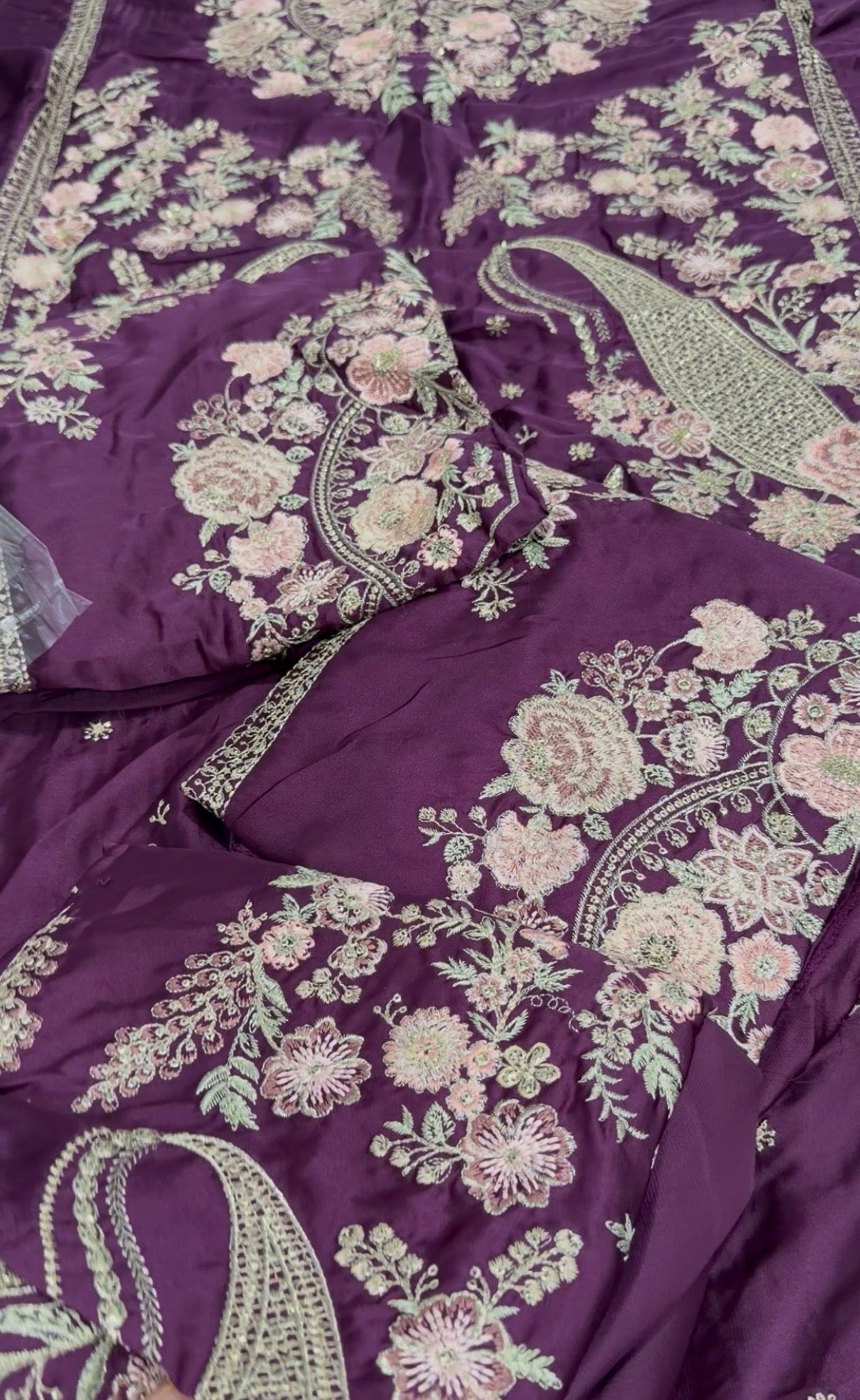 2pcs Ethnic plum long Heavy embroidered silk kaftan