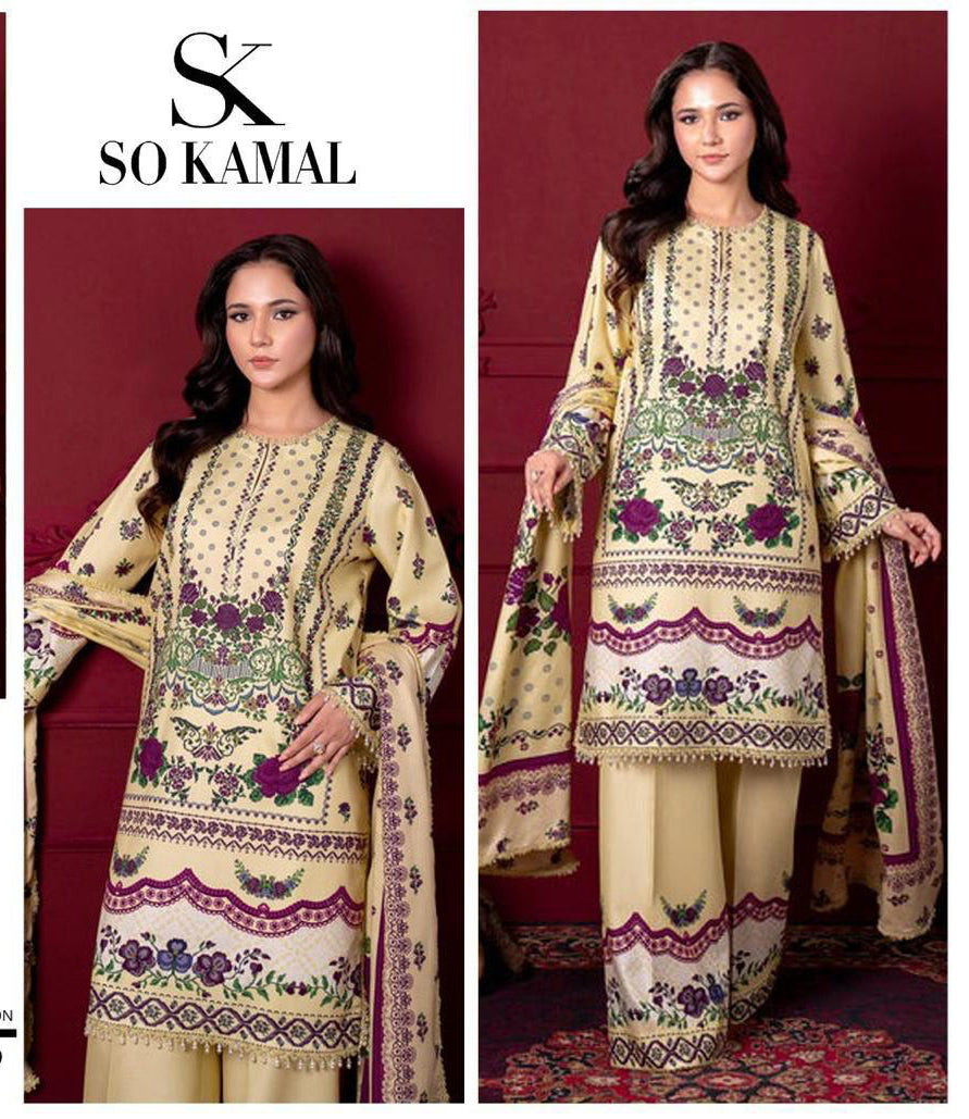 3pcs So kamal print lawn Boundry