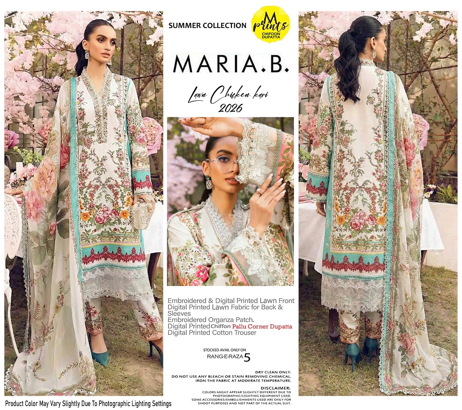 3pcs lawn Maria B digital print