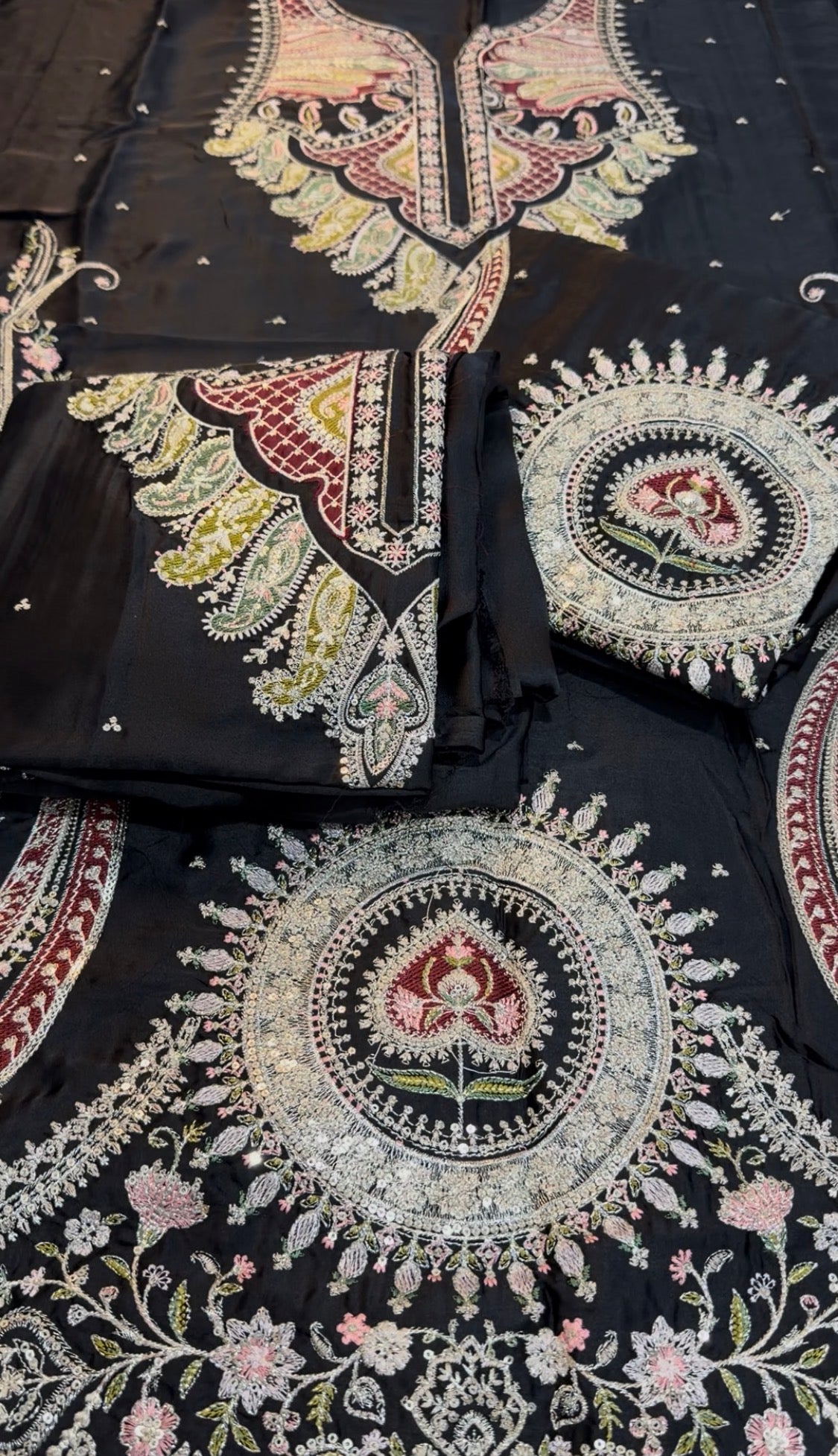 2pcs Black Mehroon Soraj Ethnic Silk