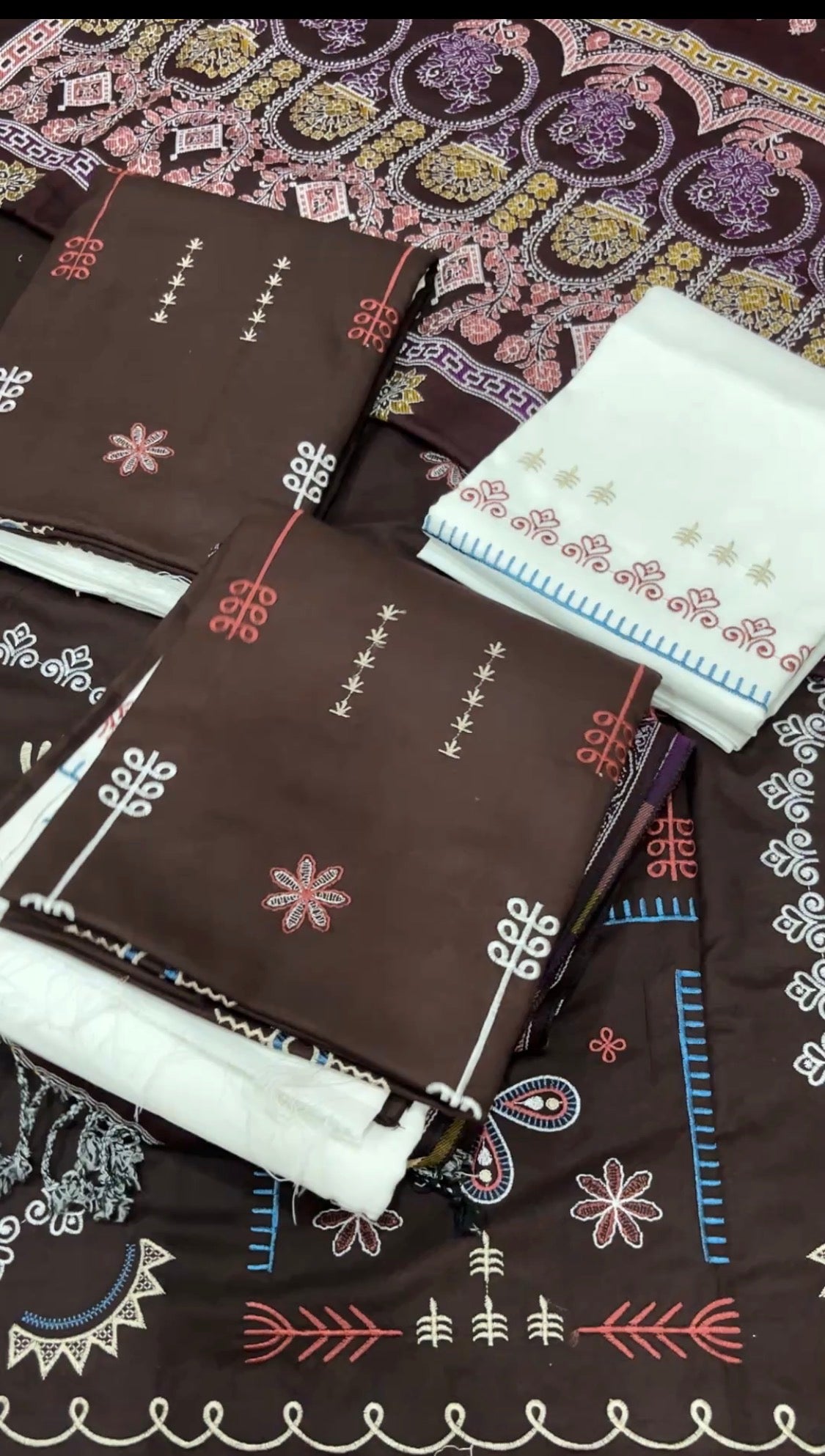 3pcs Chocolate Brown Dhanak Ethnic