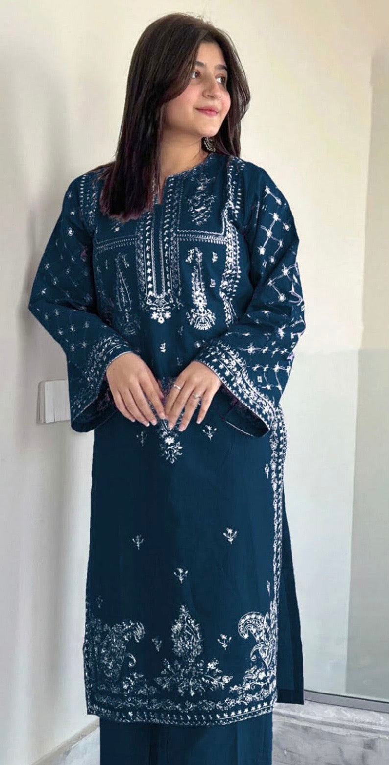 2pcs umze moonlight Dhanak embroidered