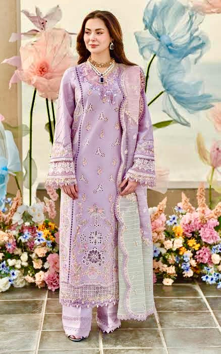 3pcs embroidery qalamkar lavender