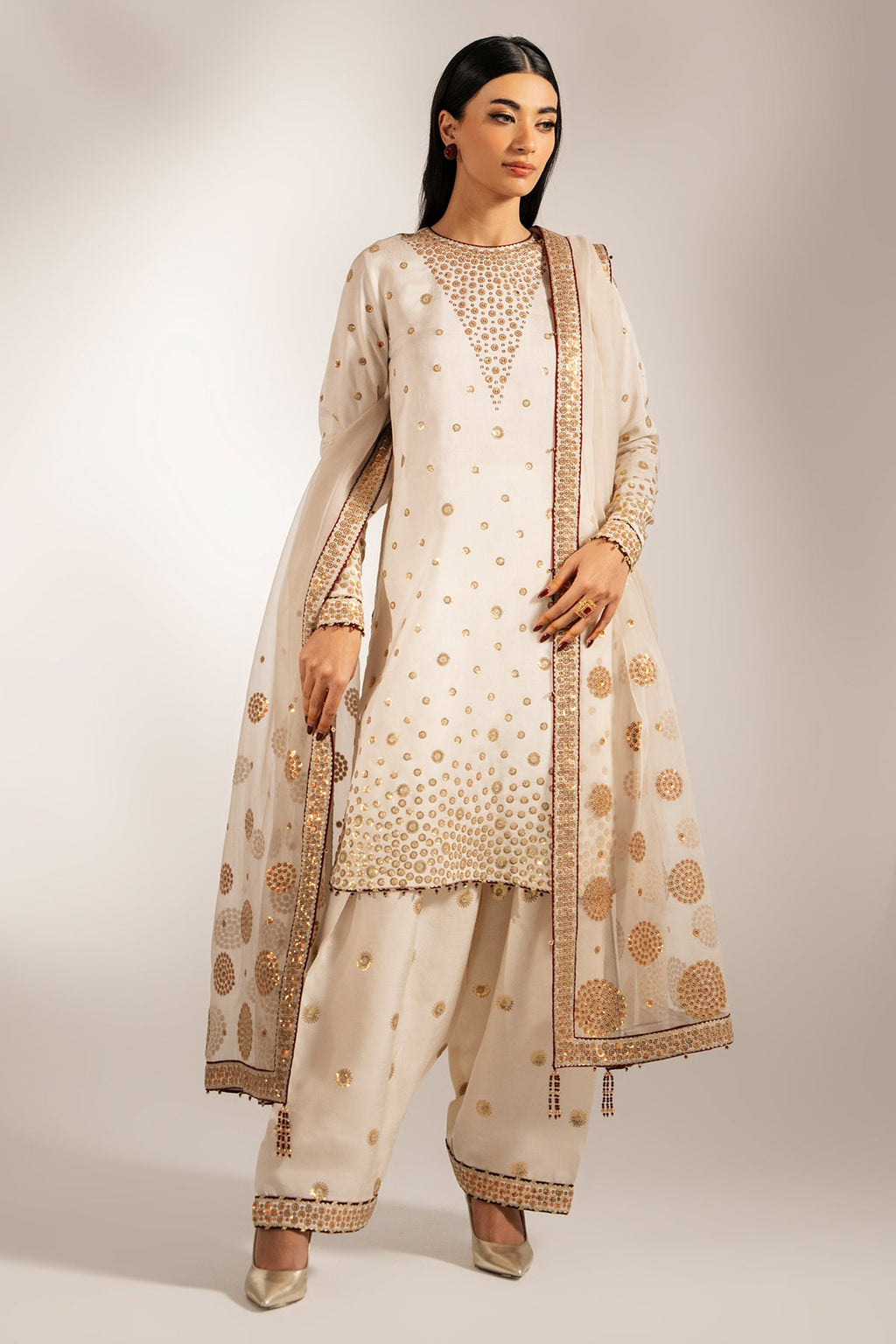 3pcs Jazmin Offwhite Silk Sequence