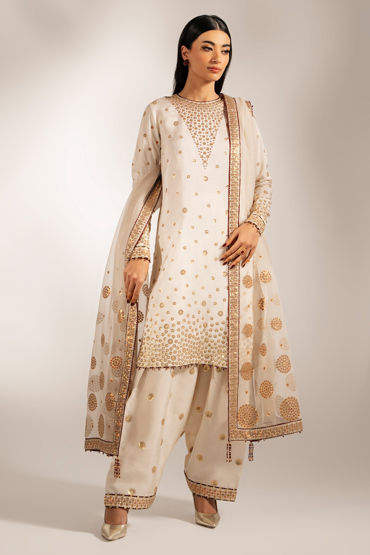 3pcs Jazmin Offwhite Silk Sequence