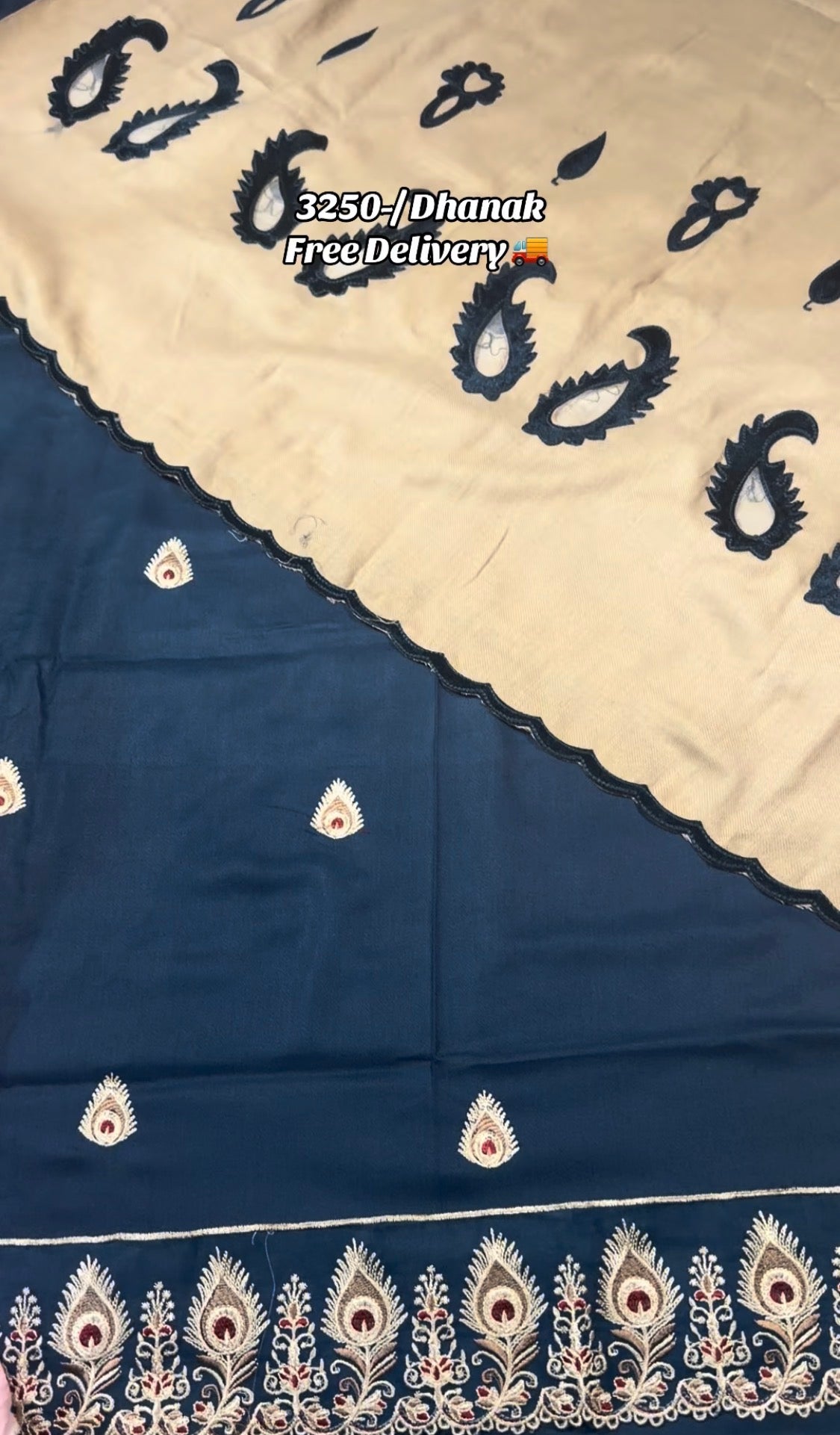 3pcs Royal Blue Solid With Shawl