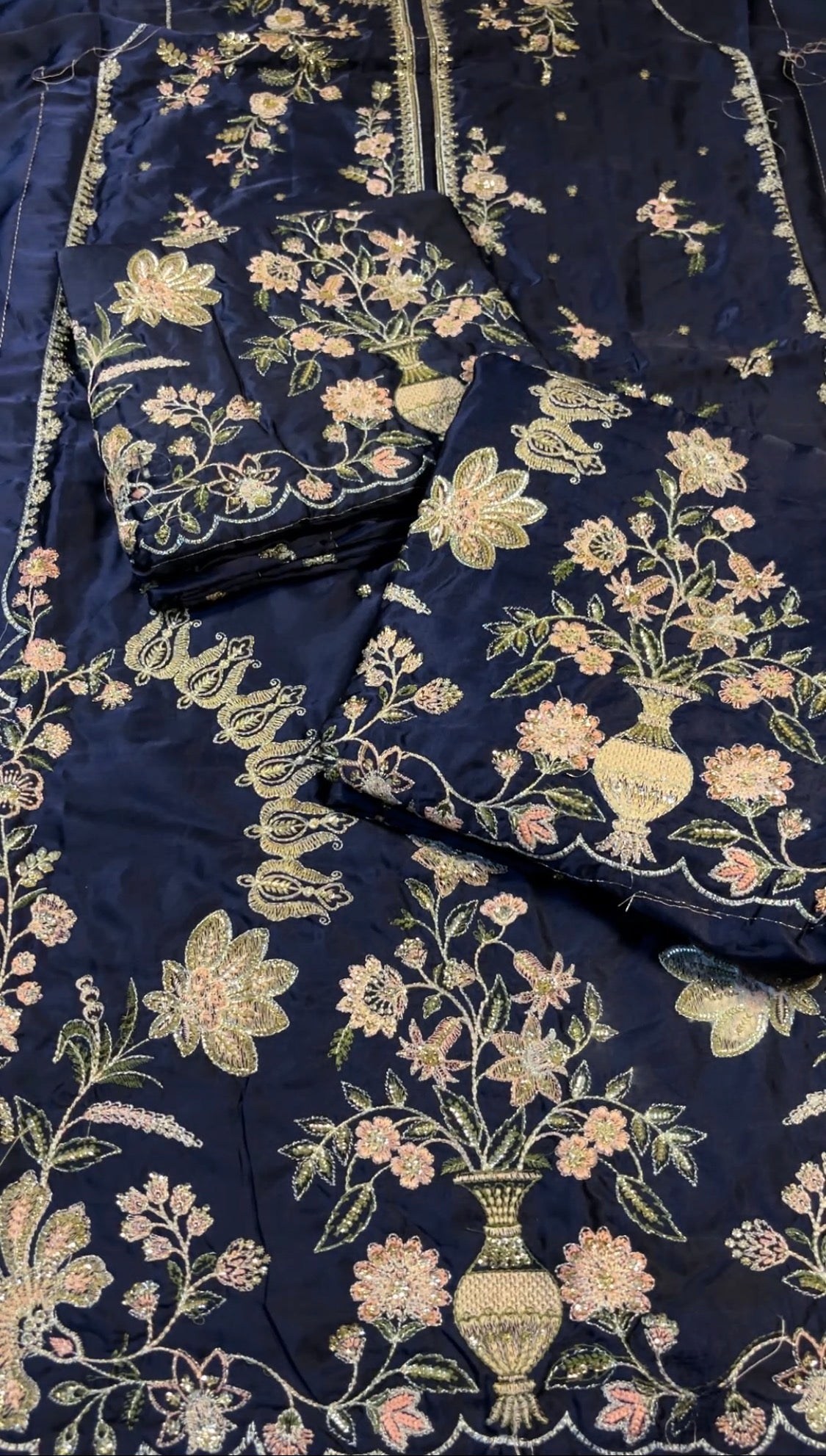 2pcs Silk Royal Blue  long Kaftan Ethnic Viral
