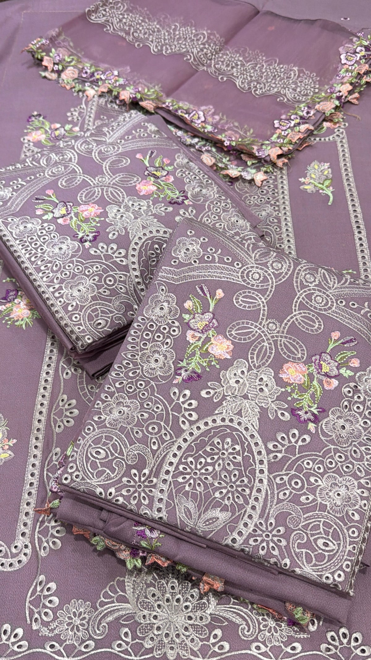 3pcs Maria B Lilac Embroidered Dhanak