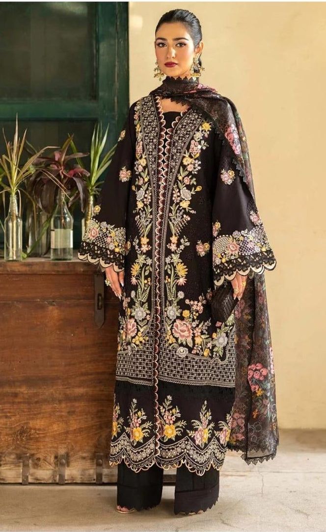 3pcs Maryum Husain Black lawn