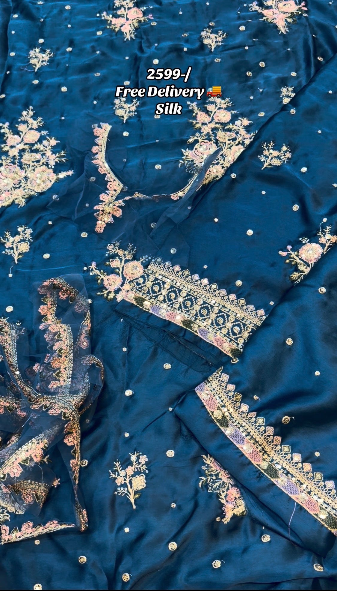 2pcs Chrizmah Royal Blue Emb Silk