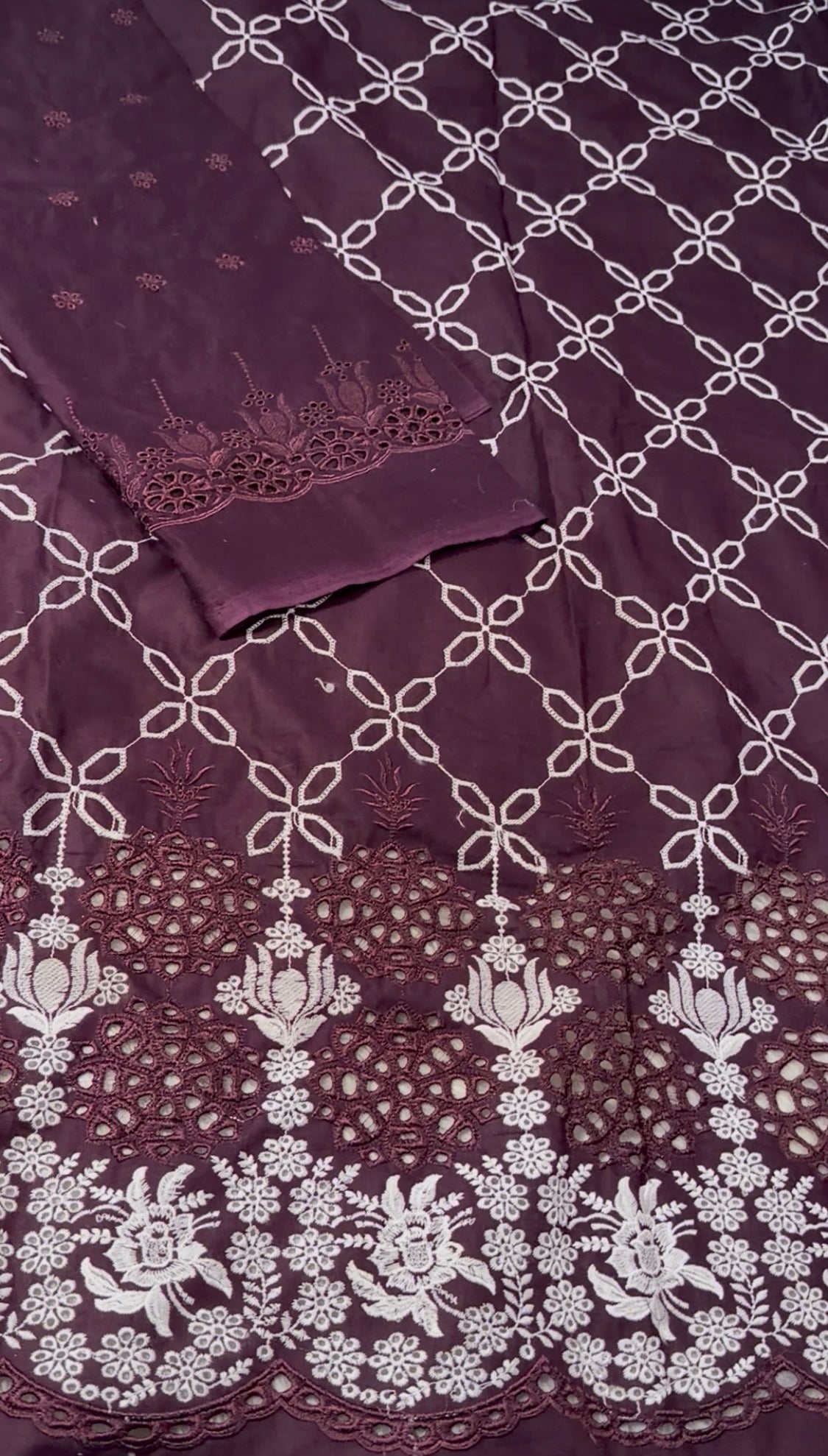 3pcs Plum Chickekari lawn