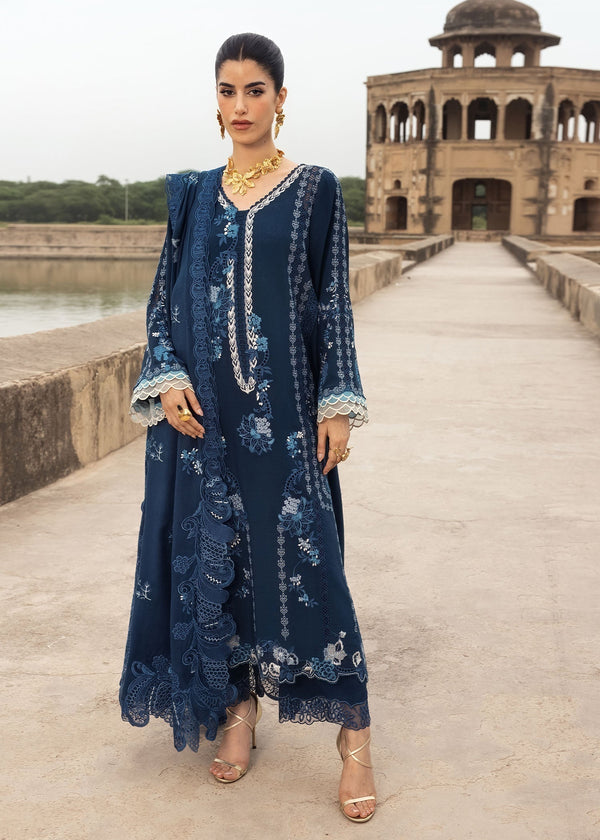 3pcs Saira Rizwan Blue Embroidered Slp Dhanak