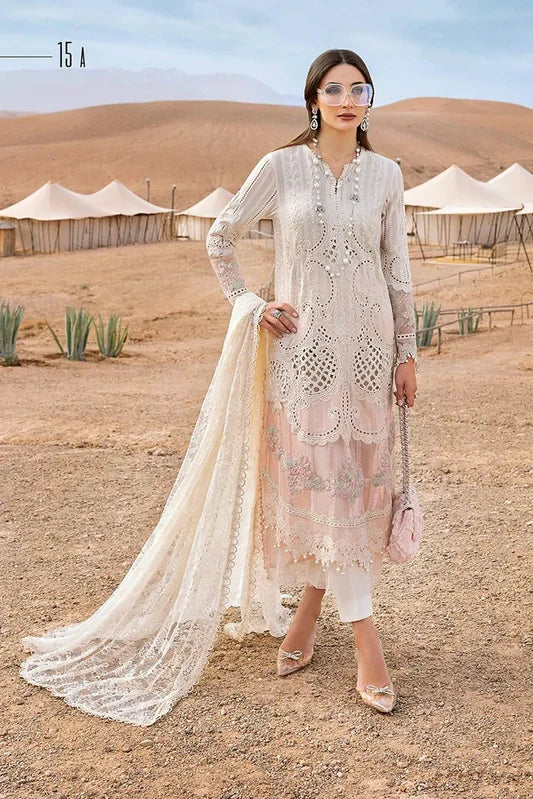 3pcs Maria B Heavy Embroidered Skin Dhanak