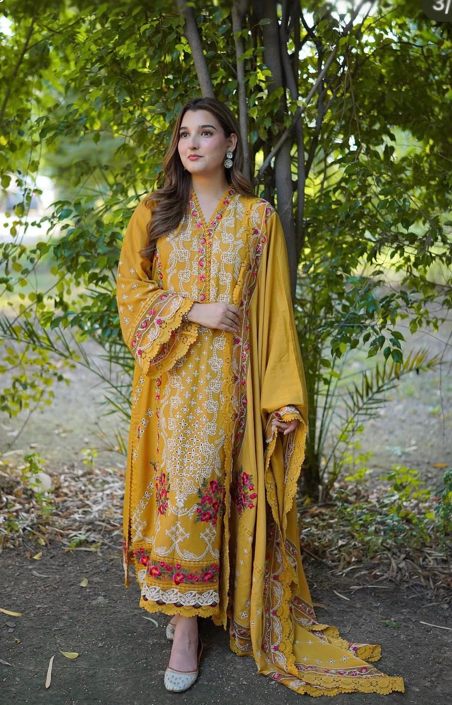 3pcs Aneelas Mustard viral luxury lawn