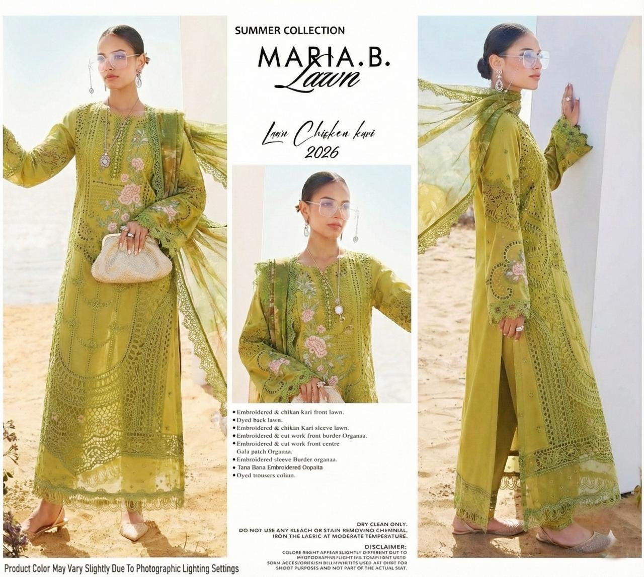 3pcs Maria B Mehndiya Cutwork lawn