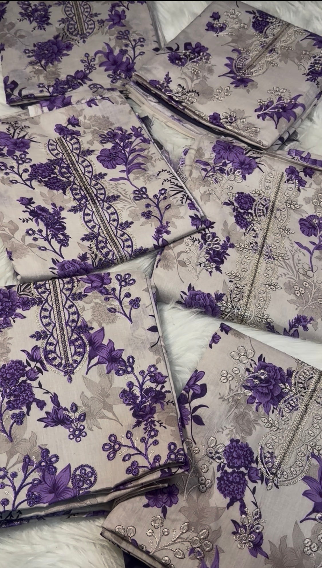 3pcs Baroque print+emb lawn