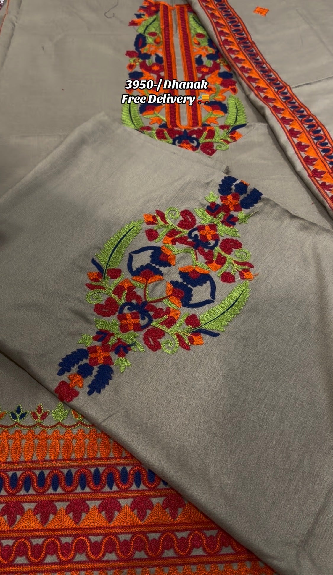 3pcs Dhanak Skin Tawakl Ari work Multi