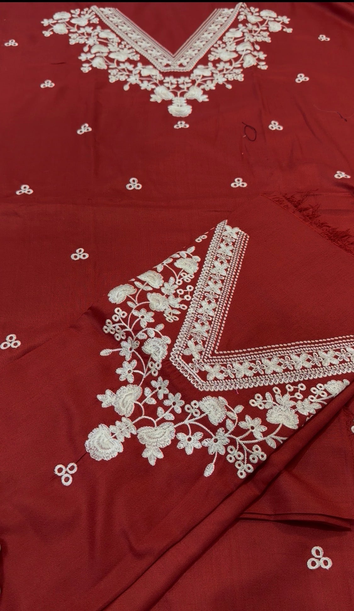 2pcs Pezwan Red White Embroidered Dhanak