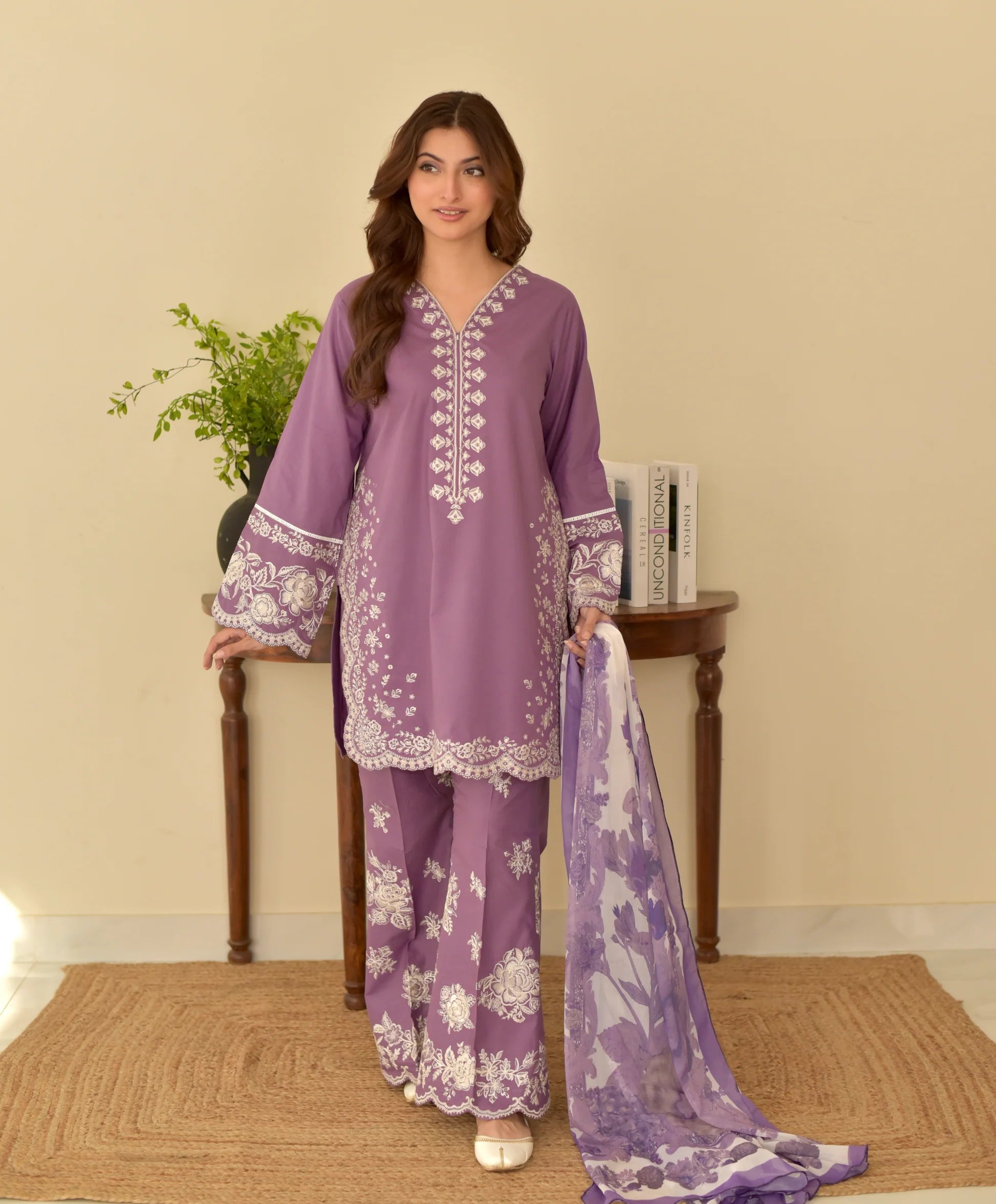 3pcs Zara Shahjhan lilac dhanak