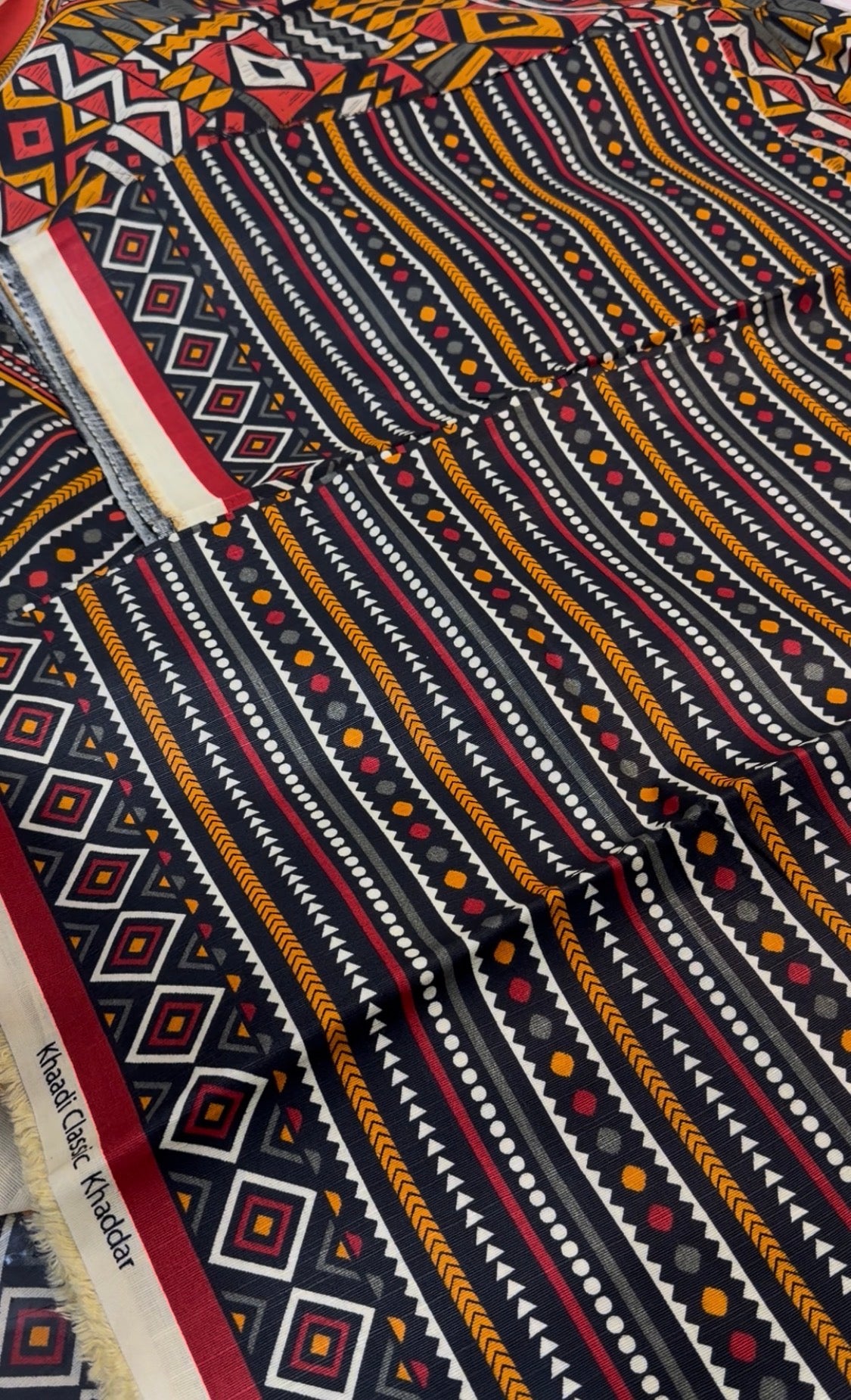 3pcs Binsaeed Black Multi  Khaddar