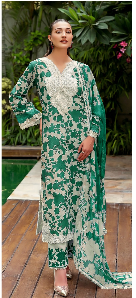 3pcs Adan Libas Green Skin  Lawn