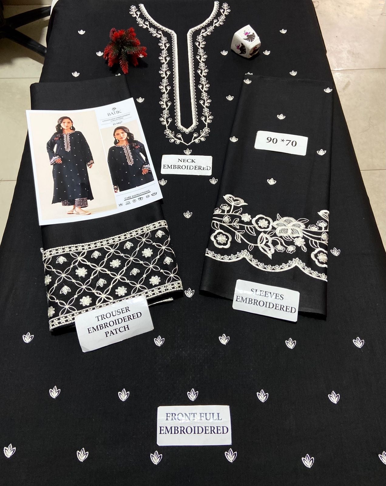 2pcs Batik Black white lawn