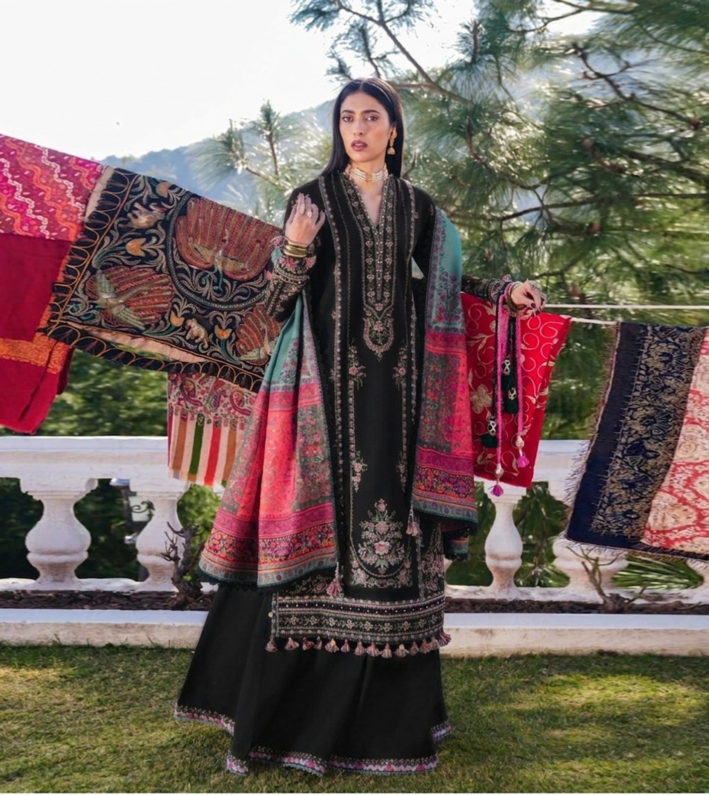 3pcs Hussain Rehar Black lawn