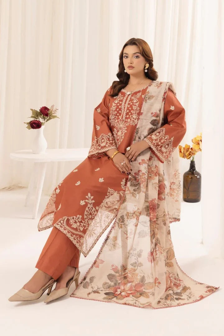 3pcs Mohagni Orange Emb lawn