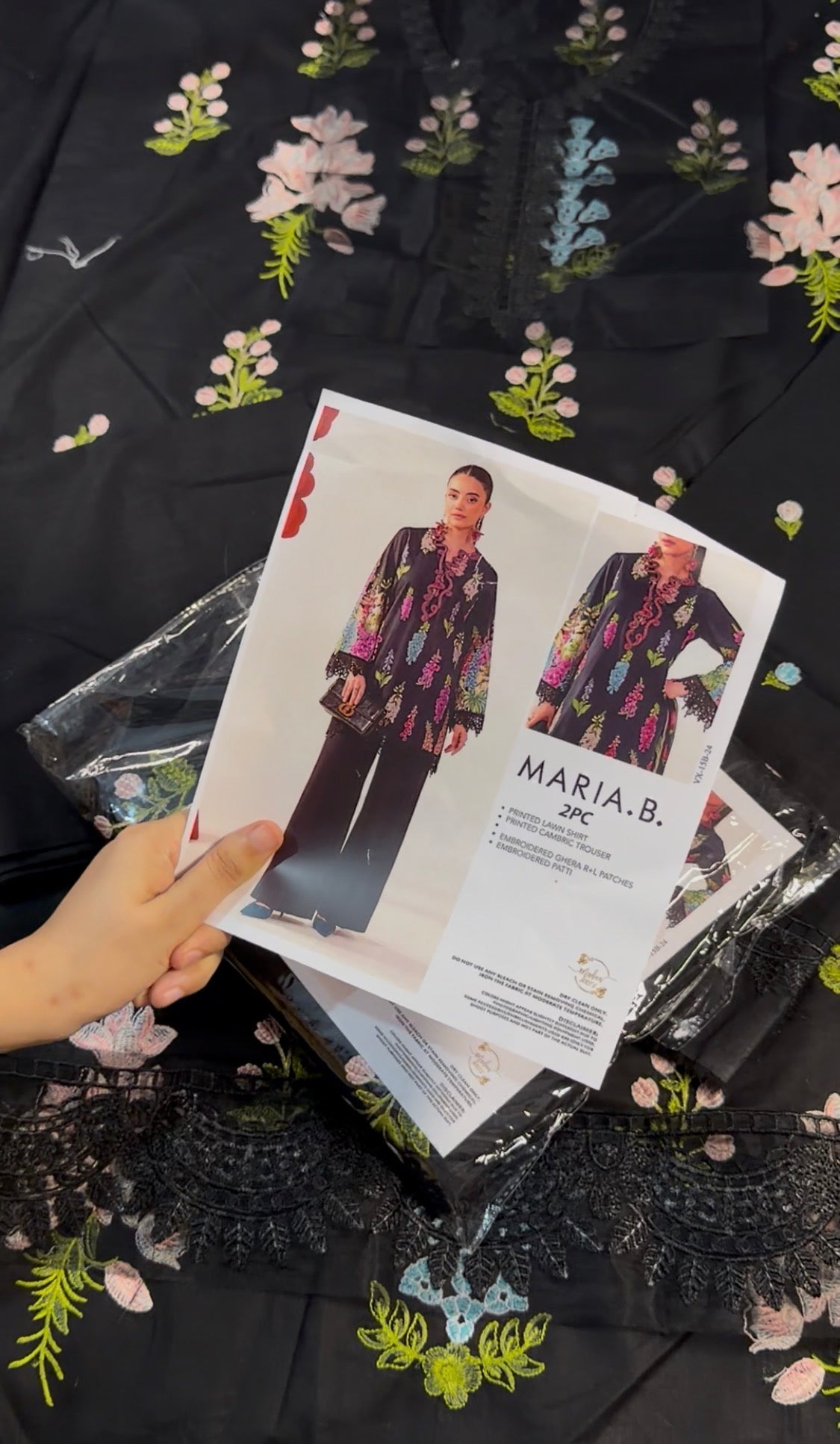 2pcs Maria B Black Emb lawn