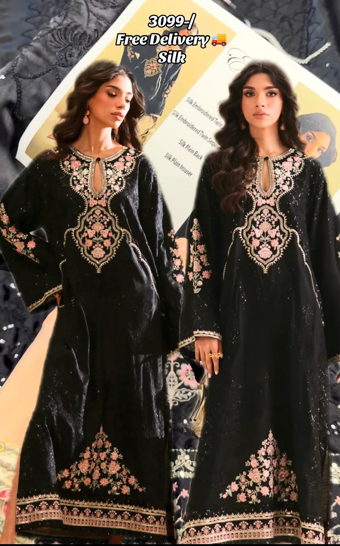 2pcs Ganz Ethnic Kaftan silk