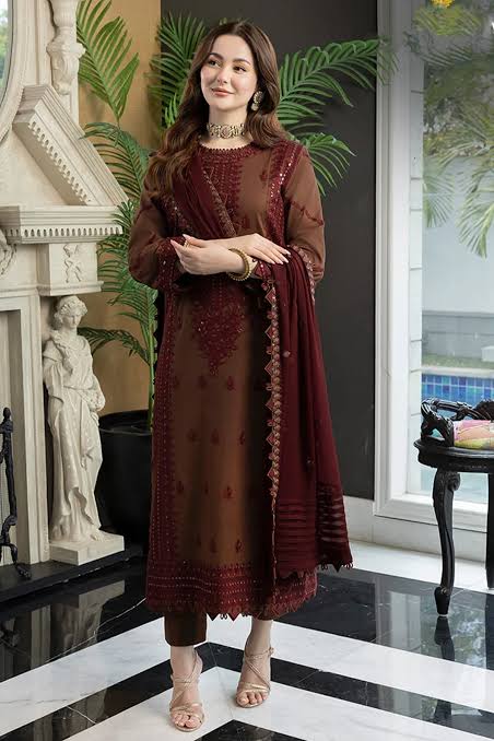 3pcs Asim Jofa Brown lawn