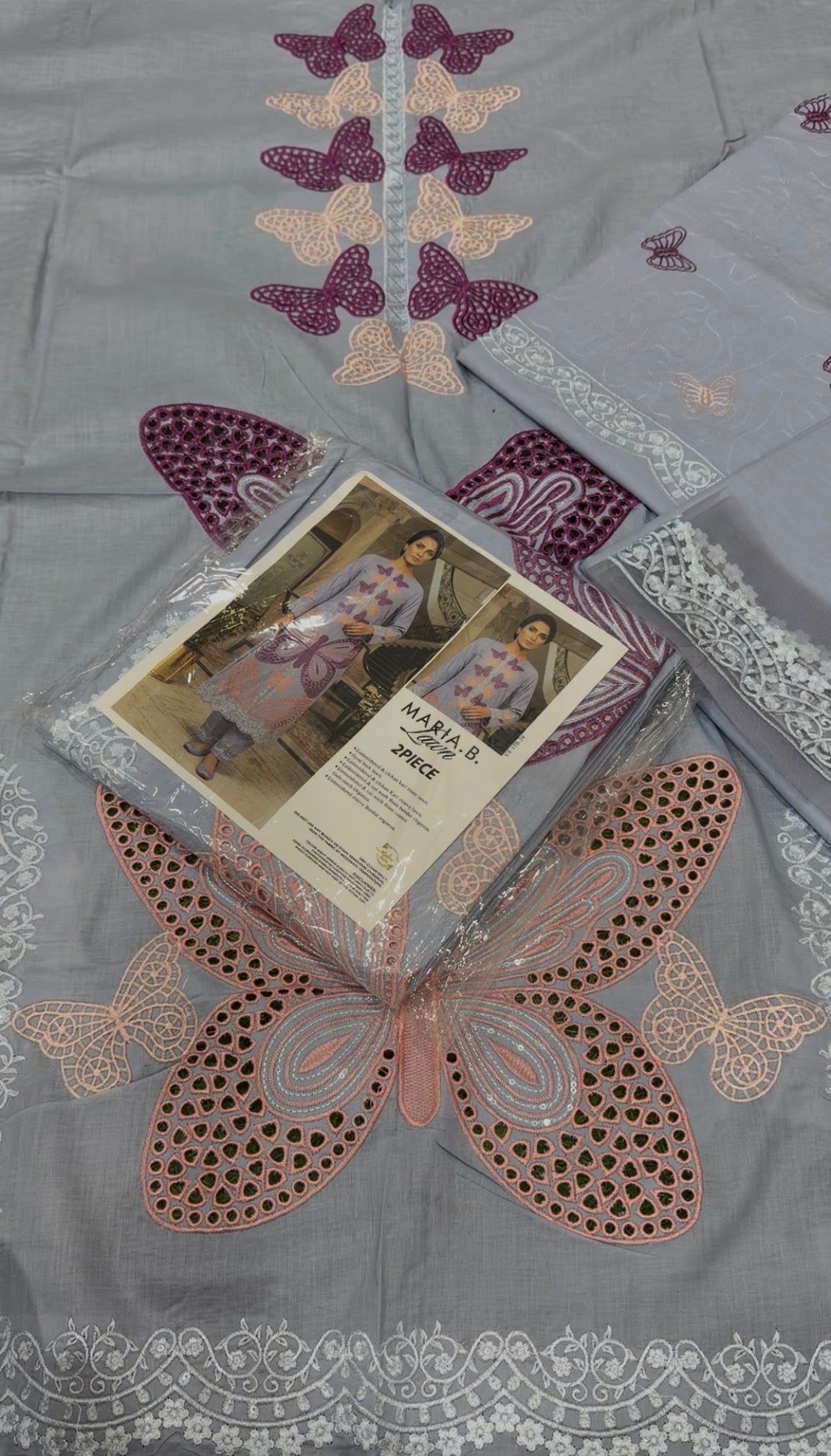 2pcs Big Butterfly Embroidery Sky lawn