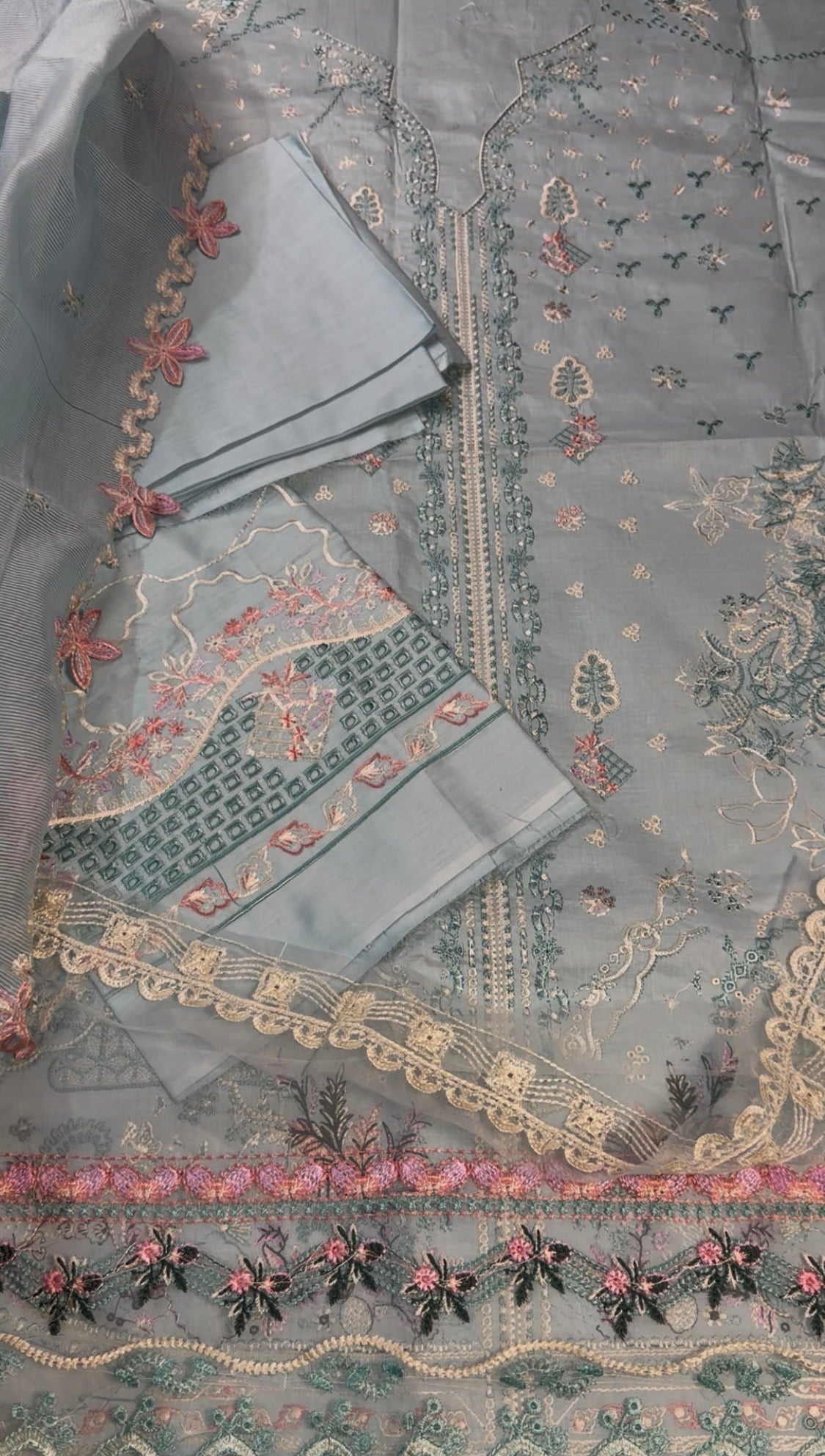 3pcs Qalamkar Sky Emb lawn