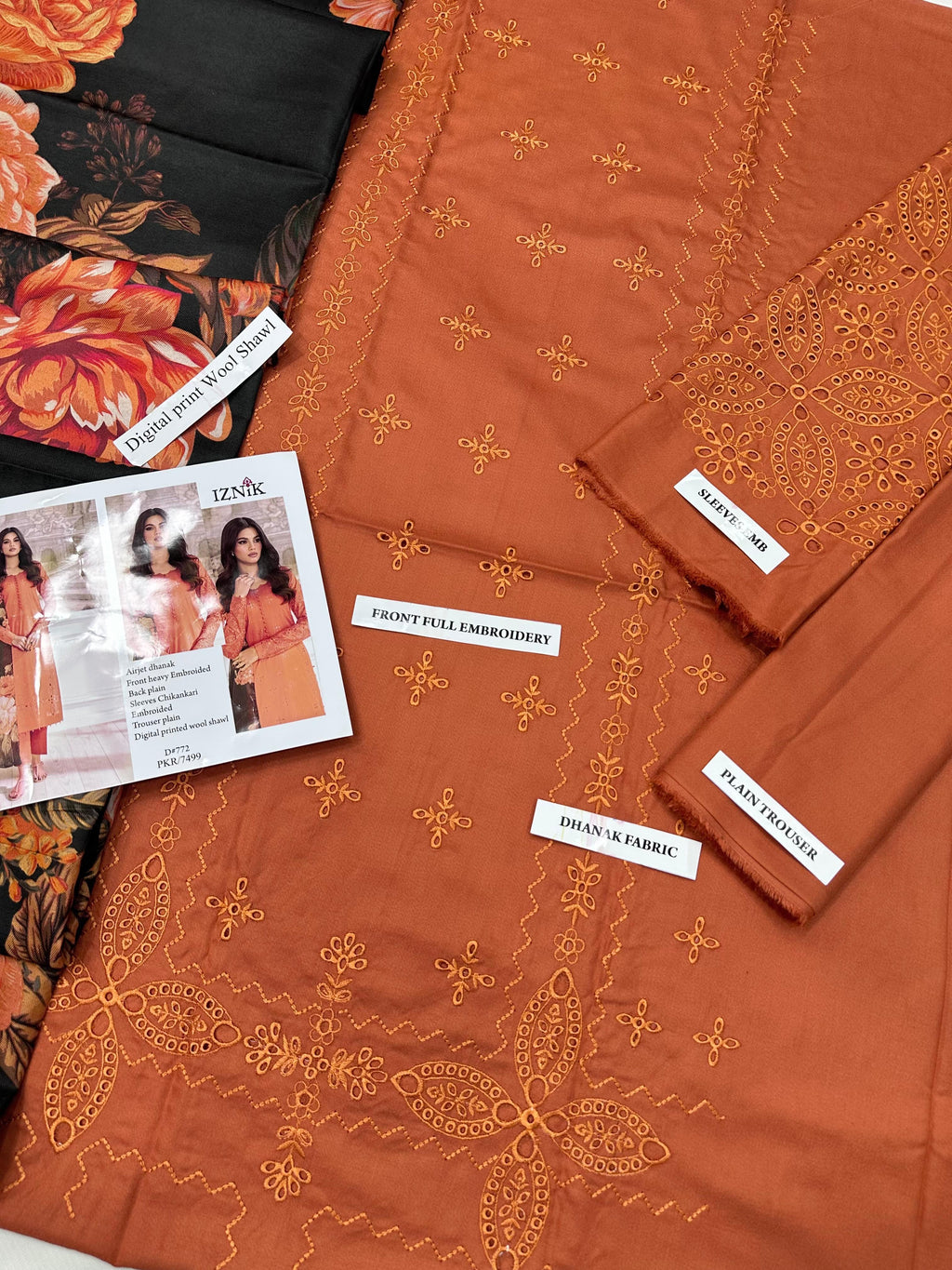 3pcs Iznik Embroidery Dhanak