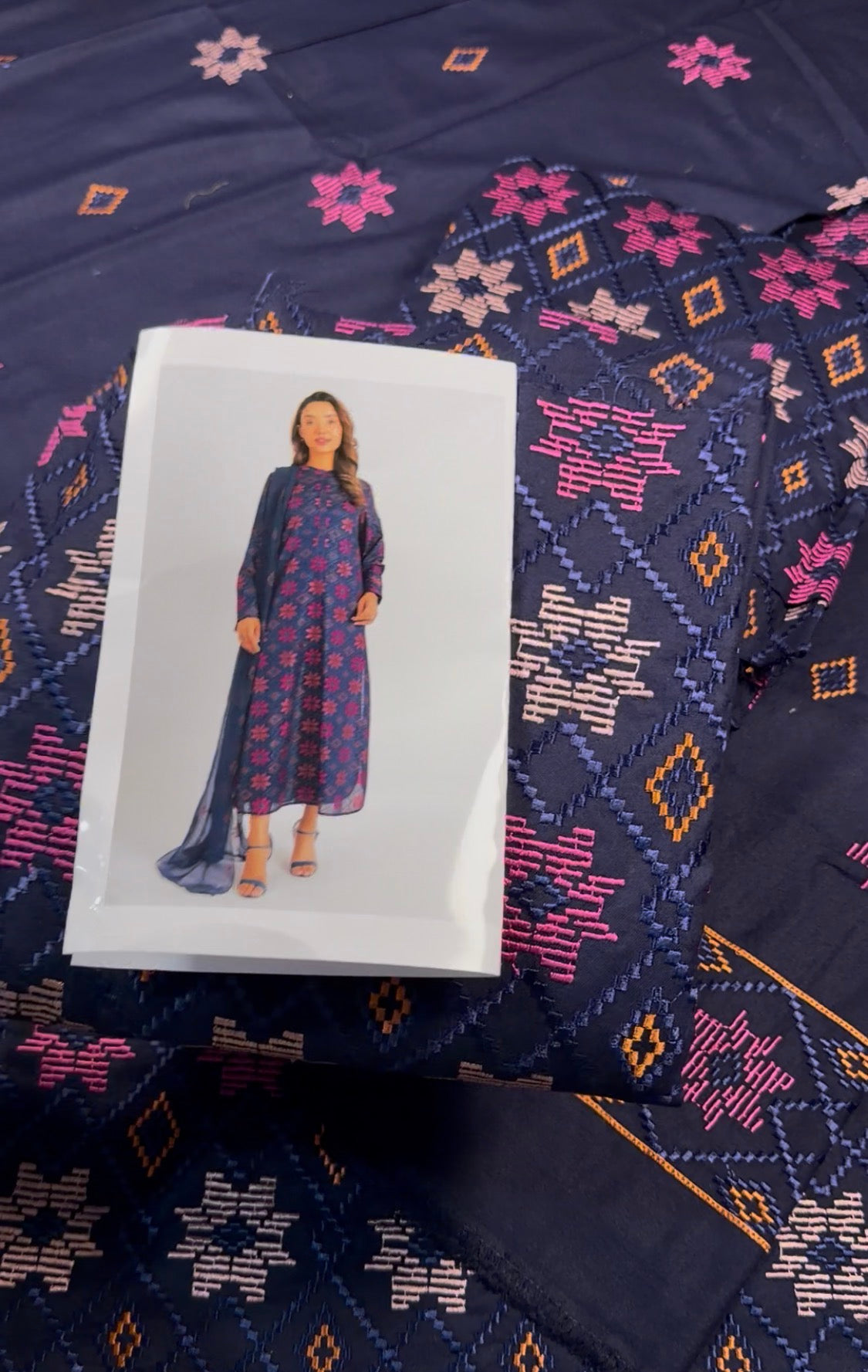 3pcs Breeze Dhanak Embroidery Blue
