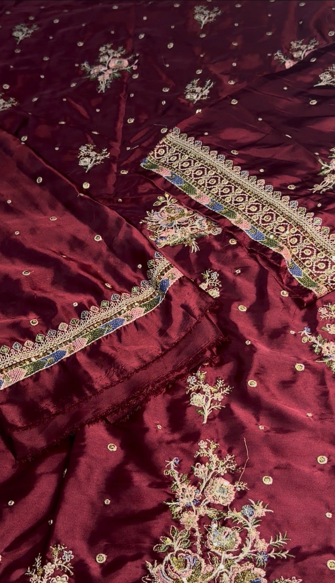 2pcs Mehroon Silk Ethnic Emn