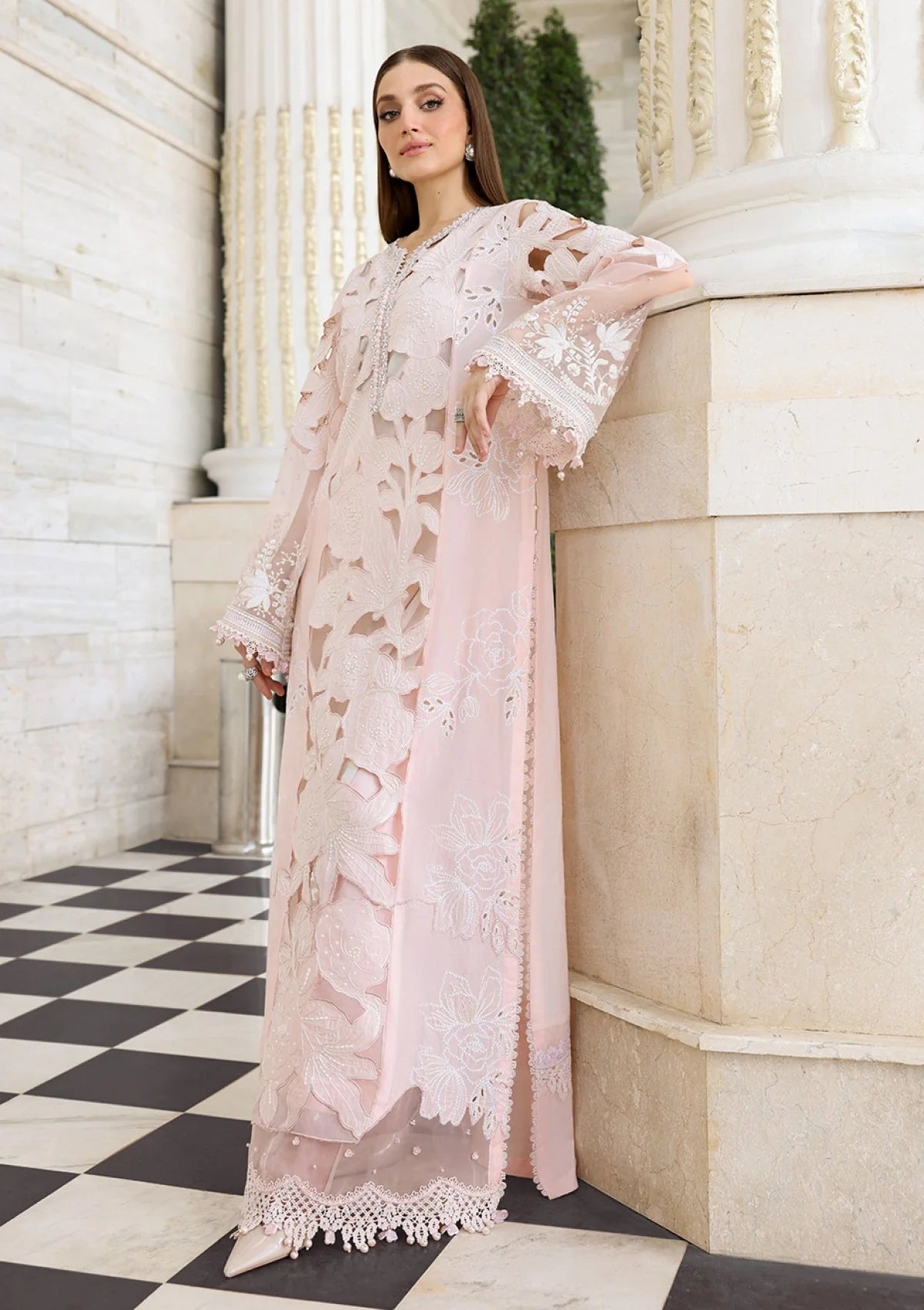 3pcs Baby Pink Cutwork Maria B lawn