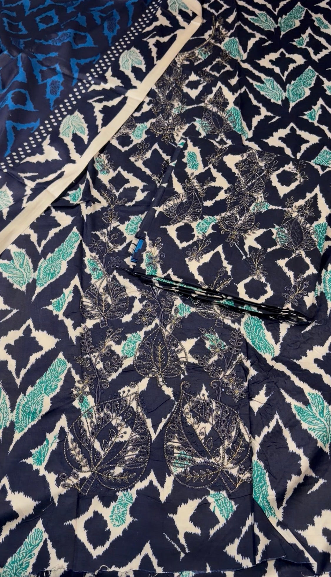 3pcs Lilen Baroque Blue Emb