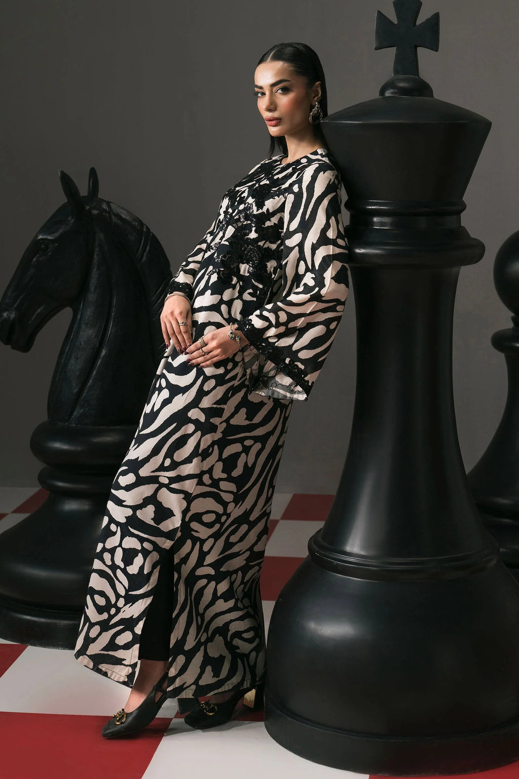 3pcs Silk Maria B Zebra Print