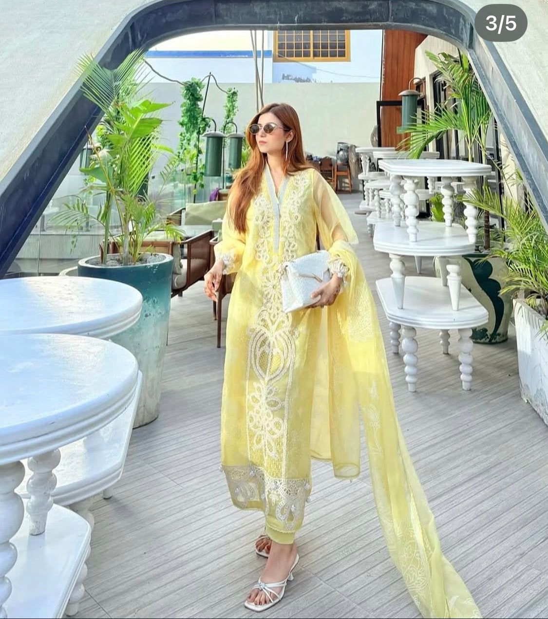 3pcs Lemon Maria B Center Pannel emb lawn