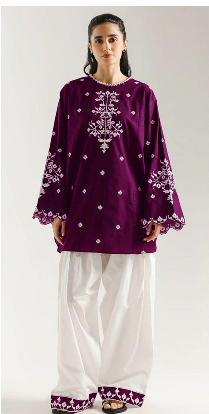 2pcs Laam Purple white lawn