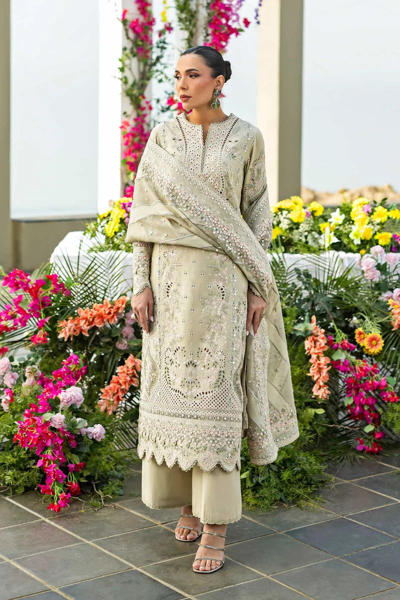 3pcs Akbar Aslam Pistachio Emb lawn