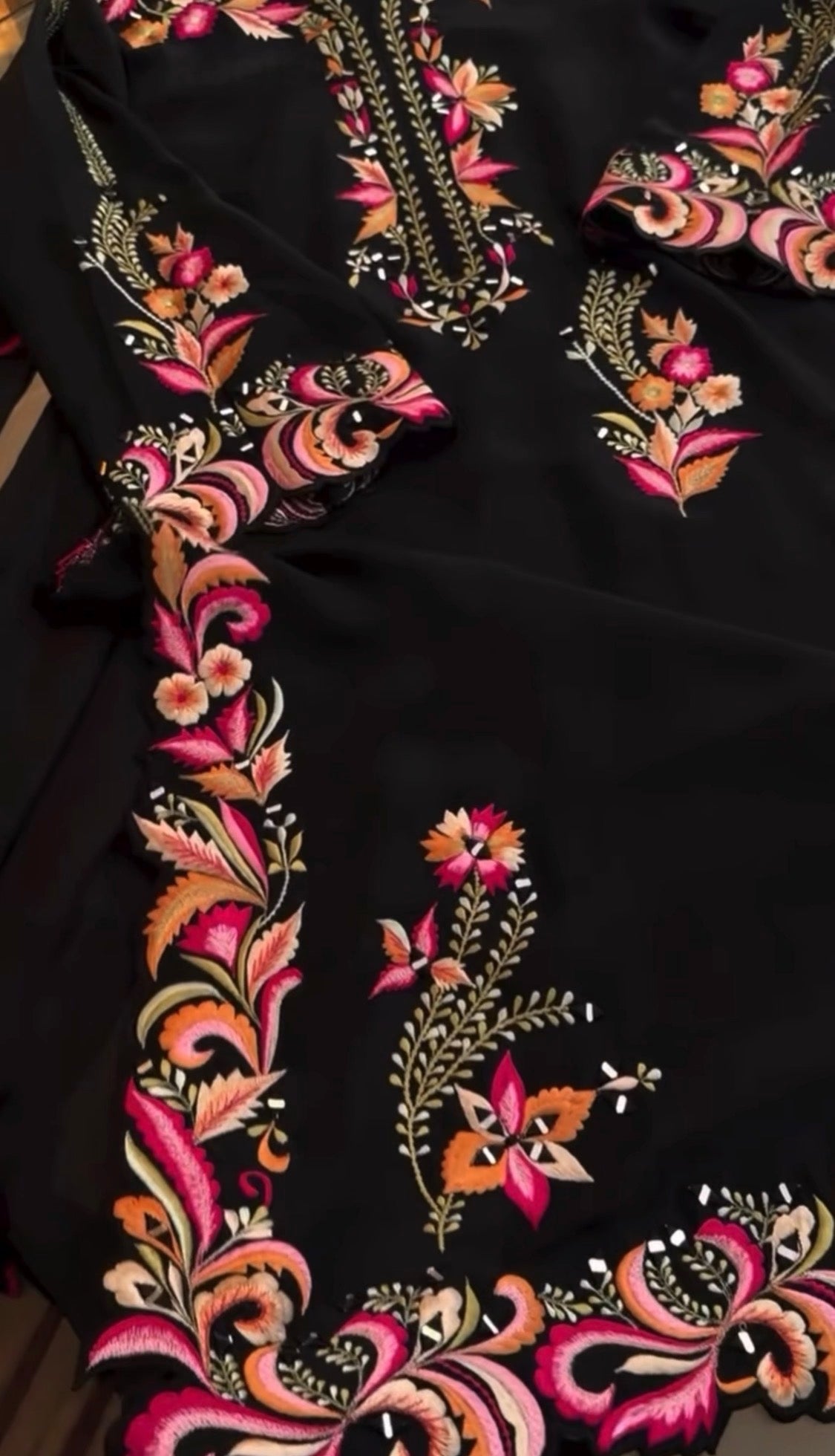 2pcs Dhanak Black Multi Embroidered Viral