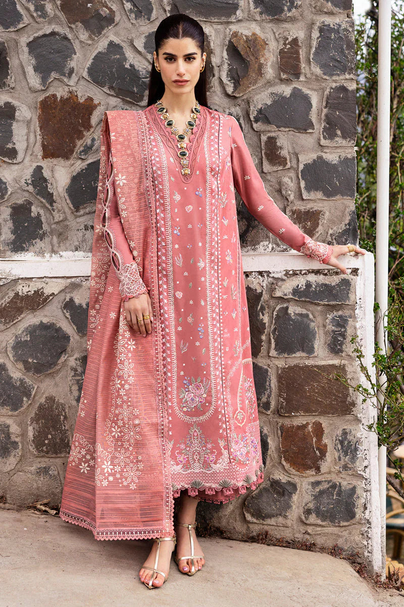 3pcs Qalamkar peach lawn