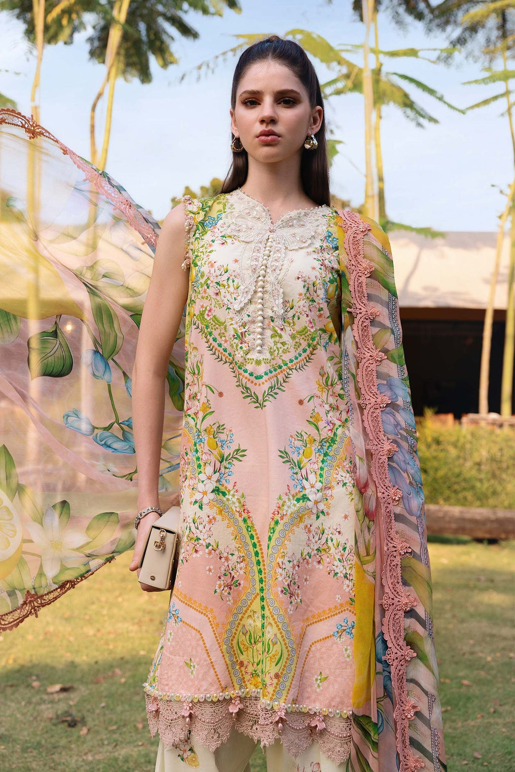 3pcs Maria B Baby Pink 3D lawn