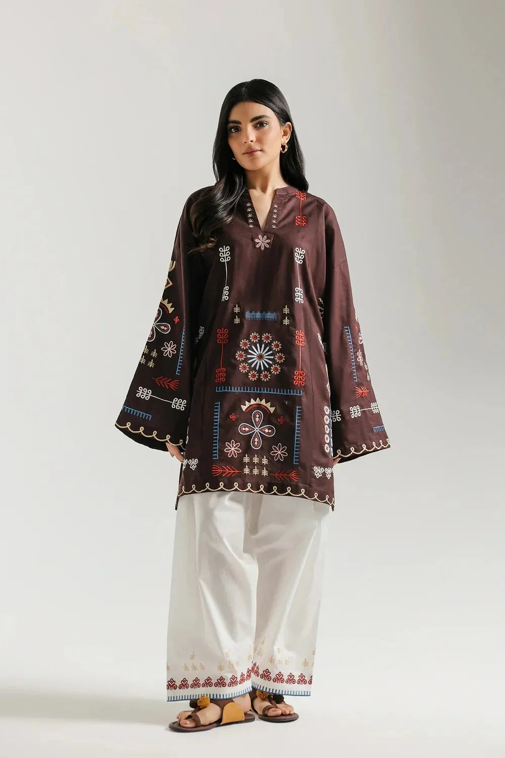 3pcs Chocolate Brown Dhanak Ethnic