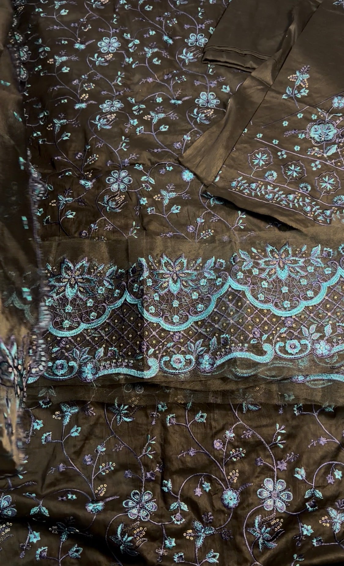 3pcs Faiza Saqlain Black embroidered lawn