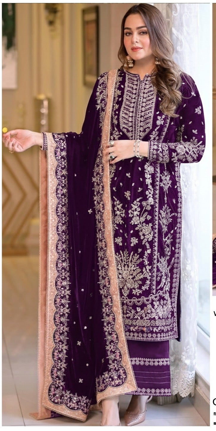 3pcs Aneelas Purple peach velvet