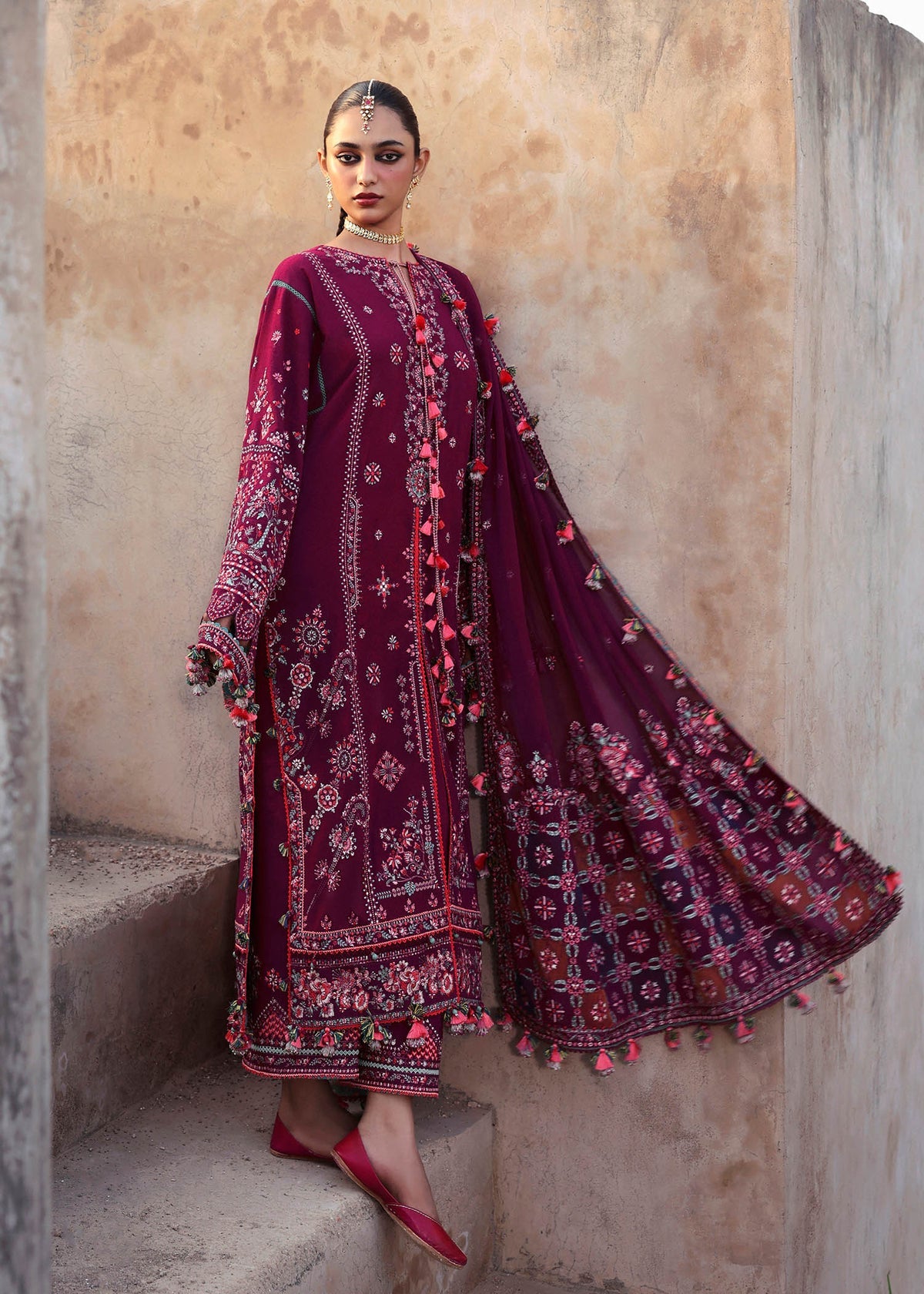 3pcs HR Multi Mehroon lawn
