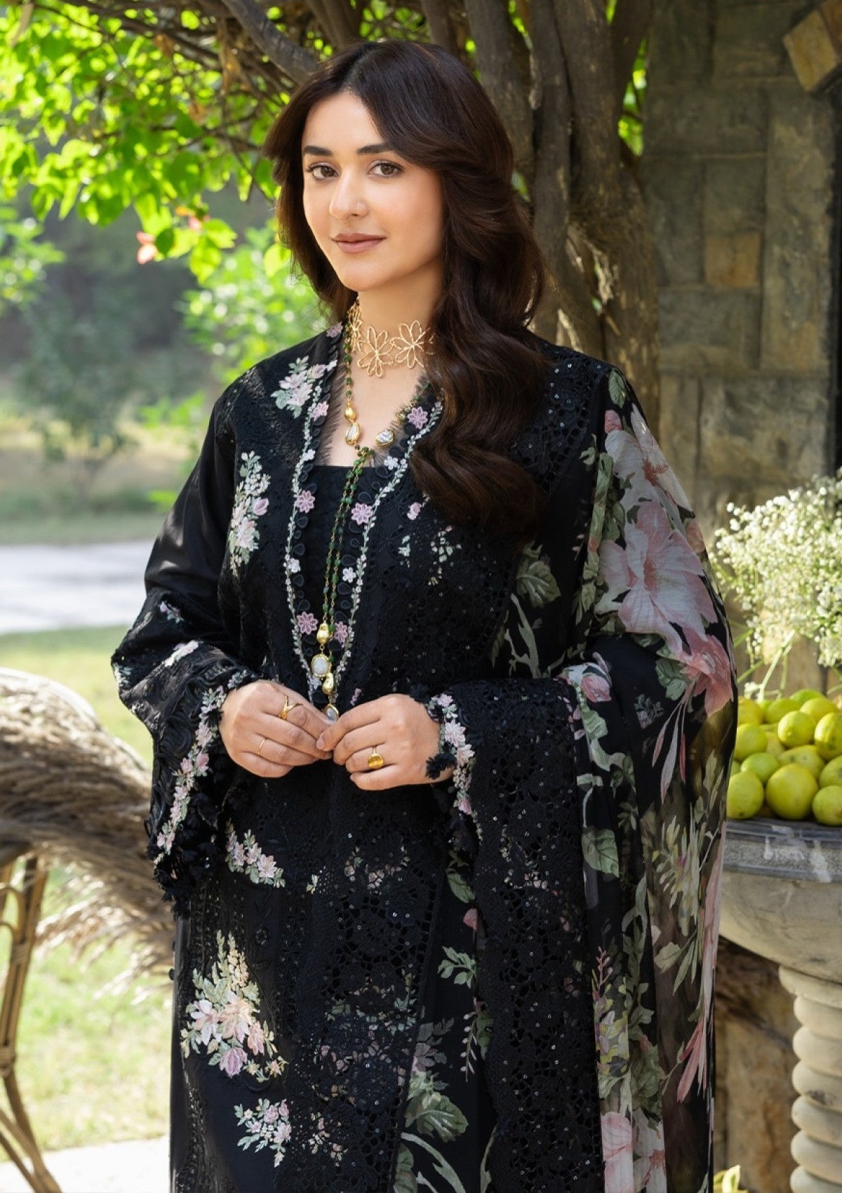 3pcs Yumna Zidi Black lawn